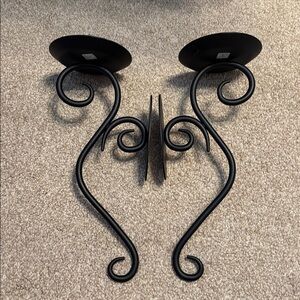 Partylite Elegant Pair of Black Wall Sconces EUC